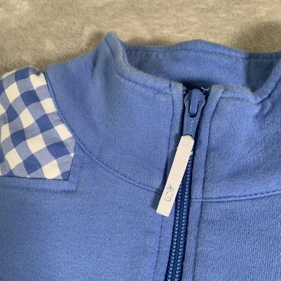 Vineyard Vines Pullover Womens Medium Blue Shep Sweater 1/4 Zip Gingham Patch - Picture 3 of 10